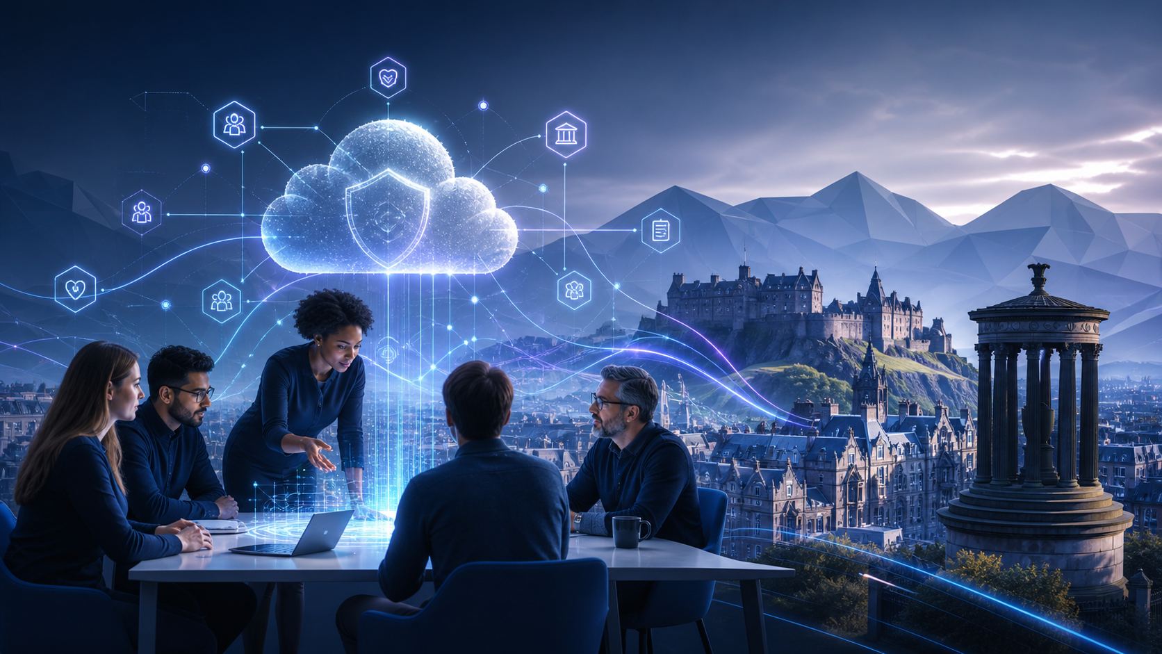 Scottish GovTech team working with secure cloud services and connected public-service systems